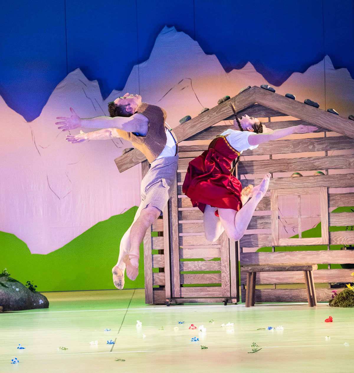 Szene aus Heidi, Landestheater Schleswig-Holstein, Bühne und Kostüme: Mechthild Feuerstein, Foto: Henrik Matzen